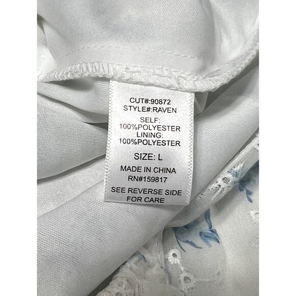 Altar 'D State Women's Embroidered Floral Top Crop Smocked Balloon Sleeve Large - Picture 11 of 16